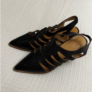 Bill Blass Tracy Black Leather Block Heel Ankle Booties Size 10 Classic Boho